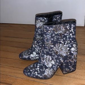 Blue floral booties